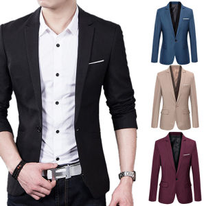 Cherise Handsome Mens Fashion Business Casual Long Sleeve Pockets Suits Wedding Suit Coat