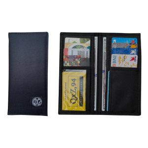Dompet Pria QXZ94 Kulit Kanvas Elegan Motif Grafis Lipat Kartu Uang Polos