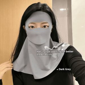 หน้ากากป้องกันแสงแดด Seluruh Wajah หรูหรากับผ้าคลุมหน้าและคอสำหรับผู้หญิง