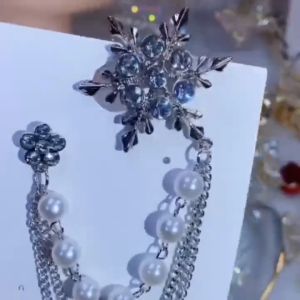 Fashion Snowflake Tassel Chain Brooch Retro Lapel Pin For Men Wedding Suit Shirt Collar Accessories
