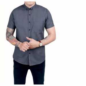 Kemeja Polos Pria Dewasa Warna Abu Tua - Kemeja Pria Lengan Pendek - Kemeja Pria Premium High Quality Terlaris