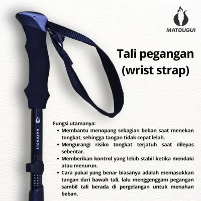 Trekking Pole Lipat & Teleskopik Tongkat Hiking Adjustable Carbon Fiber dengan Fitur