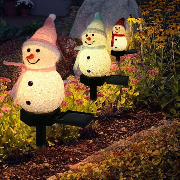 Snowman Solar Lights Christmas Solar Powered Led Snowman Light Decor Outdoor Garden Stake Lamps