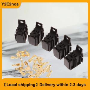 【Local shipping】 5 Sets Lot DIY Accessories Car Relay Connector Socket Without Wire With Terminal Modified Nylon Flame Retardant