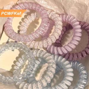 【PCWFKef】 4 cái của phụ nữ xoắn ốc tóc quan hệ điện thoại dây tóc dây tóc Vòng đàn hồi ban nhạc cao su scrunchies mũ nón Phụ kiện tóc