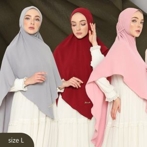 Khimar CLARA CRINKLE SIZE L Valenshaqueen Hijab Bergo Tali JUMBO Bahan Crinkle Airflow