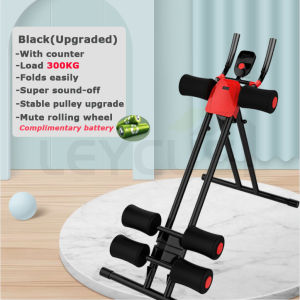 Leycus Abdominal Fitness Equipment Multi-Function Folding Sit-Up and Waist Abdominal Board with Free Exercise Rope Waist Beauty Machine Black and Red Luxury Style Abdominale Machine Fitness AB Glider Trainer