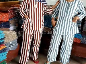 Setelan Kulot Santai Motif Salur Cantik Wanita Set Terbaru