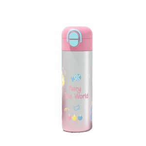 HUNIU 460ml Cartoon Insulation Cup With Straw 316 Stainless Steel Vacuum Flask Portable Double Drink Thermos Water Bottle Student