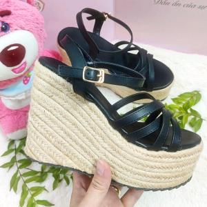 Giày sandal nữ đế xuồng cao 12cm đúp trước cao 5cmsize từ 34 đến 40 giày nhẹ dễ mang đi tiệc đám cưới giày cô dâu