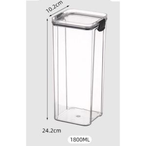 Airtight Food Container Food Storage Container Plastic Container With Lock | Bekas Makanan Bertutup Pengawetan Bekas Spaghetti | 简约塑料方形厨房收纳密封罐食品保鲜储物罐五谷杂粮收纳储物罐