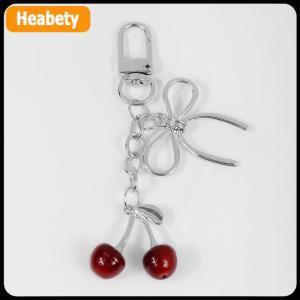 【2-3 days delivery】 Red Cherry Keychain Chain Bowknot Charm Pendant Keyring Jewelry For Girl Women Gift Bag Decoration