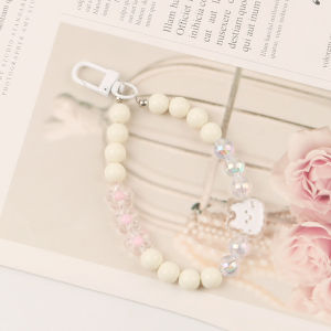 Raimondo Aksesori Kreatif Liontin Rantai Manik-manik Casing Ponsel Beruang Kecil Hati Cinta