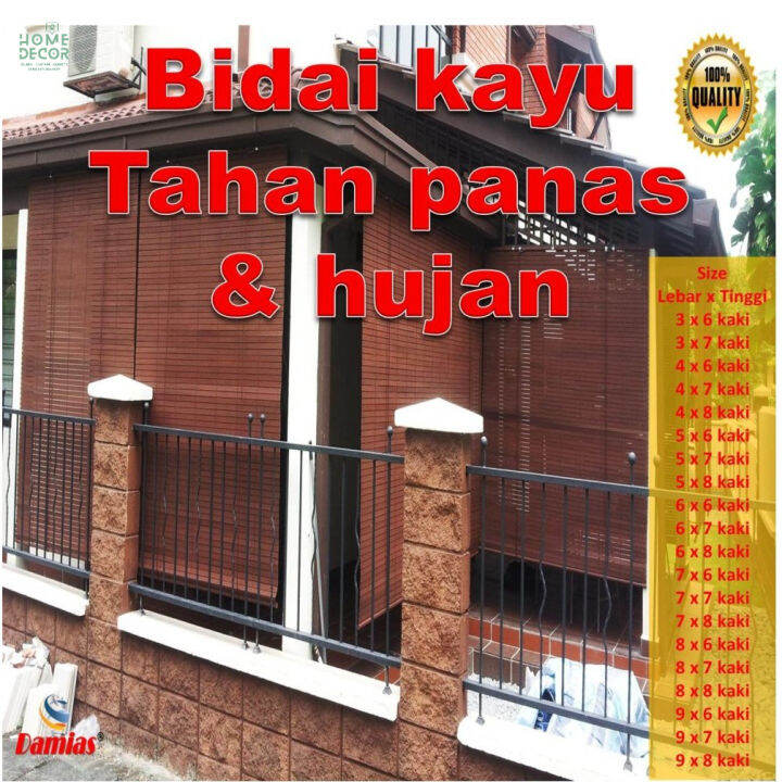 Bamboo Blinds Bidai Kayu Bidai Buluh Wooden Blinds Outdoor Heavy Duty Tahan Panas Tahan