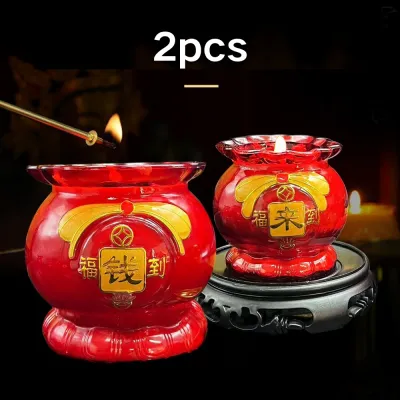 7 Color Lotus Ghee Lamp 24h Long Burning Natural Vegetable Smokeless Eco-Friendly Glass Candle For Praying Home Temple Decor