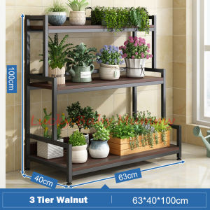Trapezoid Metal Plant Rack Shoe Shelves 3/4 Tier Balcony Multi Layer Solid Wood Storage Rack Outdoor Pot Stand / Rainbow