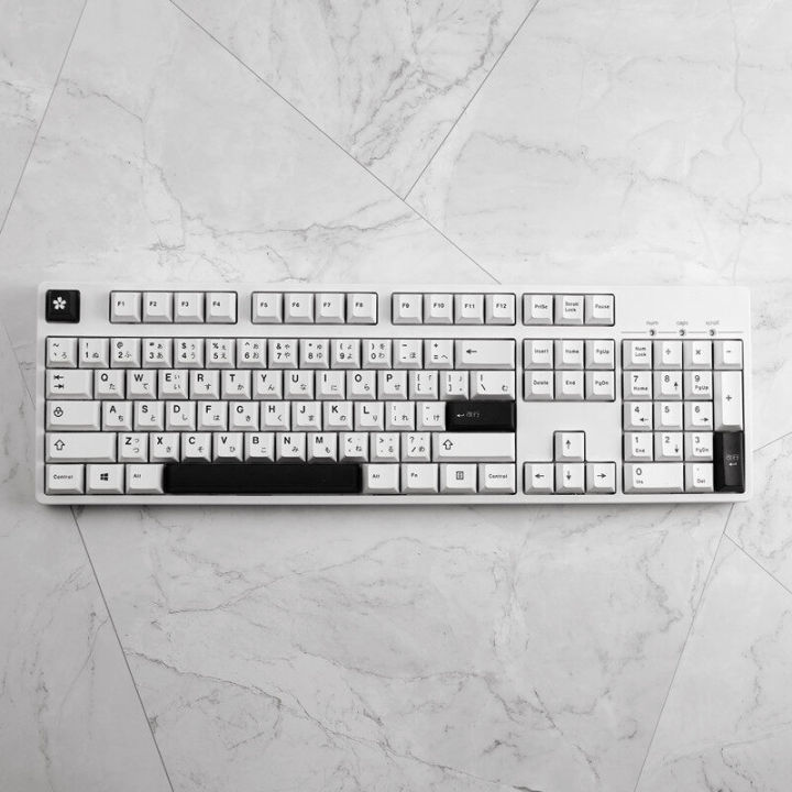 Minimalist black and white Japanese keycap 125 Keys Cherry Profile PBT ...
