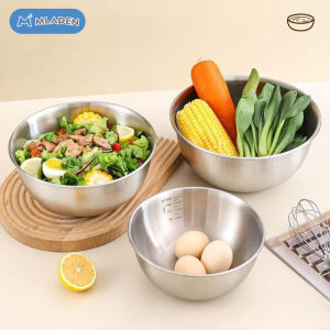 MLADEN17/19/22/25CM Stainless Steel Salad Bowl Multifunctional Cooking Basin Noodle Bowl Round Silver Bowl Food Container