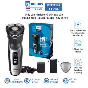 Máy cạo râu khô và ướt cao cấp thương hiệu Philips S3206/09 tích hợp đầu tỉa mai - Hàng Nhập Khẩu (Bảo Hành 2 Năm)
