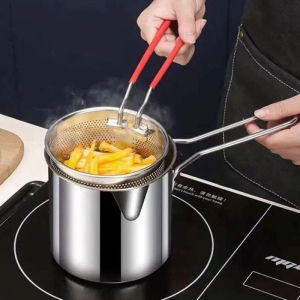Nồi Chiên Ngập Dầu Mini Có Lưới Lọc Tiết Kiệm Dầu Chống Dính Dùng Cho Các Loại Bếp