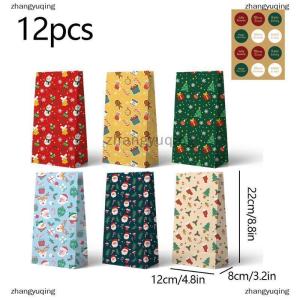 [COD] zhangyuqing 12Pcs Christmas Calendar Gift Bags Countdown Paper Bags For Holiday Party Gift Wrapping Christmas Eve Apple Packaging Bag