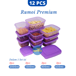 TOPLES SET CALISTA RUMOI PREMIUM 12PCS WADAH SET TOPLES PLASTIK LENGKAP DAN KUE FOOD CONTAINER FOOD PREPARATION FOOD STORAGE SET TEMPAT WADAH PENYIMPANAN MAKANAN TEMPAT BUMBU DAPUR SET LUNCH BOX FOOD CONTAINER SET TOPLES KULKAS SET