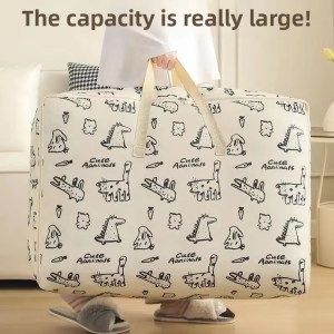 (Ready Stock)5PCS Foldable Quilt Storage Bag Large Capacity Cartoon Pattern Clothes Storage Bins Handle Dust-Proof Clothing Storage Bag/Beg simpanan/beg pembungkusan
