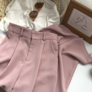 NCE Plus size Suit pants for women Korean style High waist loose casual cropped pants for work