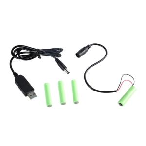 3A Dummy Adapter USB Power Supply Cable Cord Replace 4pcs 1.5V AM-4 LR03 3A Batteries for Camera LED Light