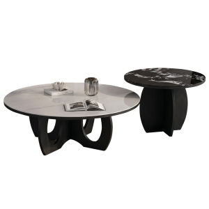 Living Mall LIVIA Premium Coffee Center Table 2-Piece Set with Tempered Glass Table Top