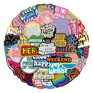 50 PCS gaya Frase inspirasional trendi bahasa Inggris stiker untuk Buku Tempel/Buku Harian/HP/Dekorasi Laptop/Sticker Helm Tahan Air Vinil/Stiker Tablet Ponsel stiker tahan air berperekat