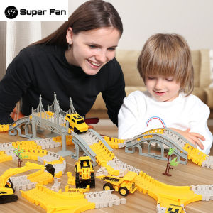 Tongli Electricity Track Car Toys Children Educational Assembly Slot Pathway Car Toys DIY Track Boy Toys Gray Colorful Railcar (Super Fan)