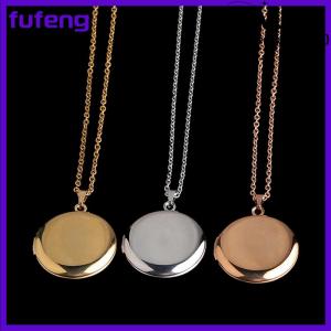 fufeng Stainless Steel Photo Locket Necklace 3 Colors Open Round Pendant Necklaces
