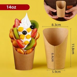100pcs Fries Holder French Fries Spout Cups Disposable Take-out Party Baking Supplies waffle holder