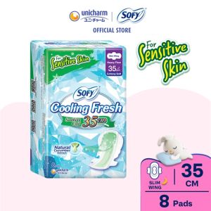 SOFY Cooling Fresh Cucumber Night Slim Wing Sanitary Pad 35cm 8pcs