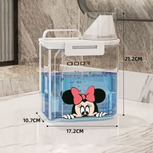 UUMIR Plastic Detergent Dispenser Airtight Transparent Laundry Detergent Storage Box Durable with Cartoon Sticker Washing Powder Dispenser Laundry Room Accessories