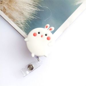 LEKGAVD Office Bunny Panda Chest Card Bear Work Card Clip Name Card Holder Nurse Badge Holder Retractable Badge Reel ID Card Clips