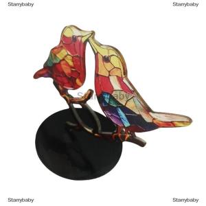 Star รูปปั้นนกอะคริลิคย้อมสีแบบตั้งโต๊ะรูปปั้นนกหลากสีสองด้านเครื่องประดับตั้งโต๊ะ