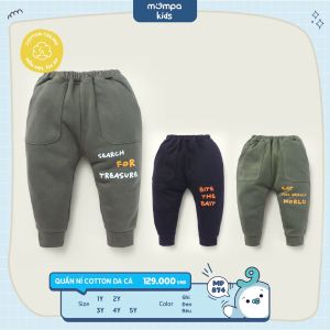 Quần dài cho bé Mompa 1-5 tuổi vải nỉ Cotton da cá ấm áp mềm mịn co giãn thoáng khí 874