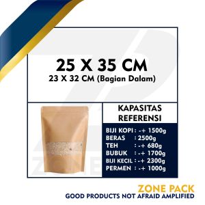 [10 Pcs] Standing Pouch Craft Windows Warna Coklat Ukuran I Kemasan Kopi I Kemasan Paper Ziplock