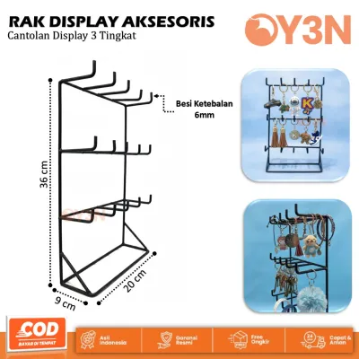 Rak Display Susun 3 Besi Multifungsi - Rak Gantungan Aksesoris Rak Display Toko Organizer Serbaguna Kuat & Estetik