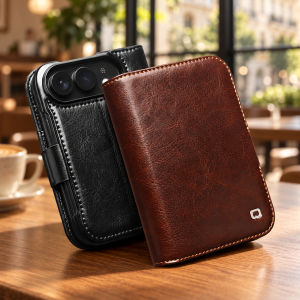 Flip Wallet Case for iPhone Duo Vintage Textured Folio Cover with Card Slots Cash Pocket and Foldable Stand