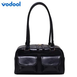Retro Shoulder Bags Double Pocket PU Leather Shoulder Handbags Fashion Solid Designer Armpit Bag Casual Zipper Portable Ladies Purses