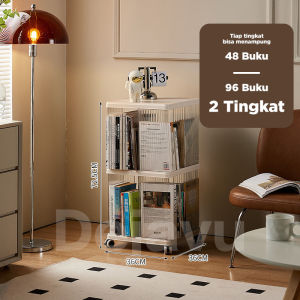 Dejavu Rak Buku Akrilik Esthetic Rak Penyimpanan Barang Rak Bertingkat Lemari Buku Majalah Minimalis Beroda Flexibel HBE101