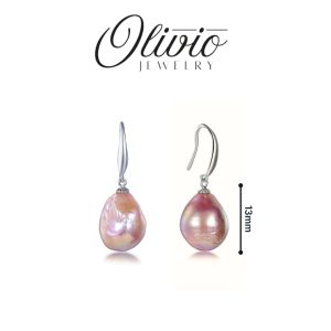 Olivio 925 Sterling Silver Baroque Pearl Drop Earrings Natural Multi Color Tone Freshwater Pearl Dangle Earrings for Women