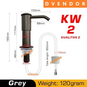 TEMPAT SABUN CAIR TANAM SOAP PUMP DAPUR KITCHEN SINK TINGGI TANPA BOTOL POMPA ABU HITAM STAINLESS STEEL