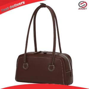 【Alloet】 PU Leather All-Match Shoulder Bag Large Capacity Soft Tote Handbag Elegant Underarm Bag Travel Party Shoulder Bag