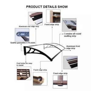 Heavy-duty Awning Canopy Roofing with Bracket Frame for Door and Window