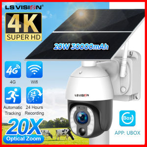 LS VISION 8MP UBOX WiFi/4G Solar CCTV Camera 24/7 Recording 20X Optical Zoom Dual Working Mode Outdoor Waterproof Two-way Voice Wireless IP Camera Full Color Night Vision Motion Detection PTZ Home Security Cameras