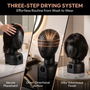 FOUNDTWO Cài đặt nhanh Máy sấy tóc tự động Khô nhanh. Đúc liền khối Máy sấy tóc nhanh Dụng cụ sấy khô Khử mùi Giá đỡ đầu tóc giả Dành cho các loại tóc giả tự nhiên mềm mại.